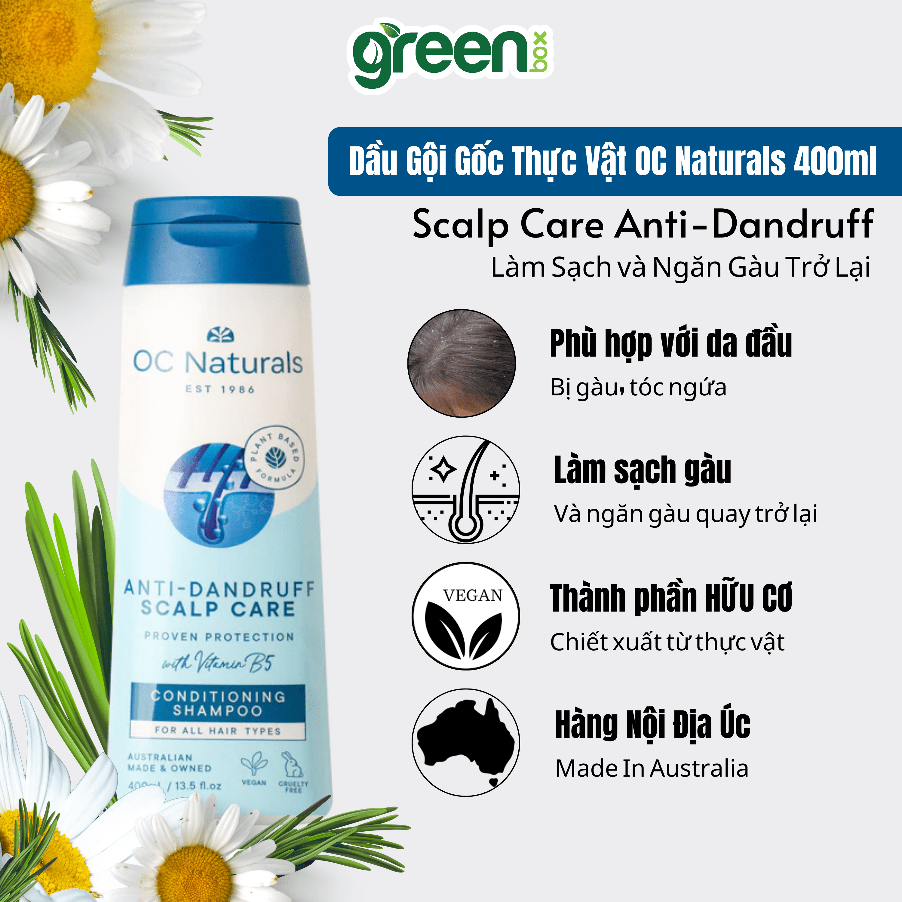 Dầu gội ngăn ngừa và giảm gàu OC Naturals 400ml