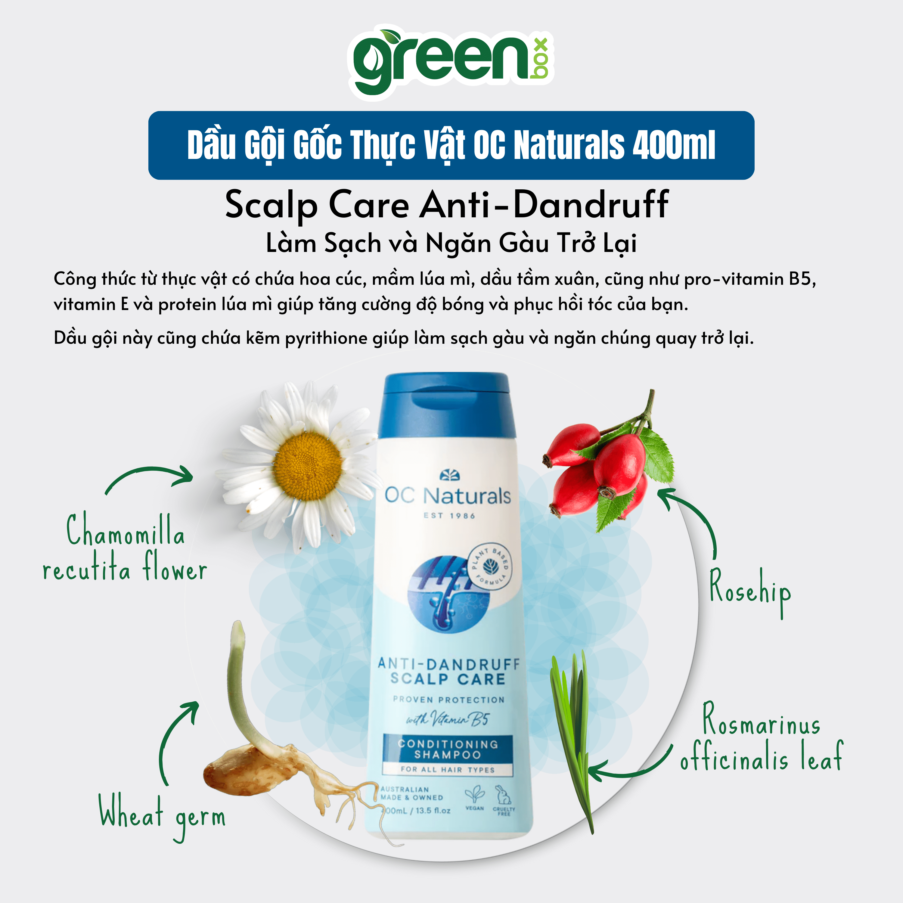 Dầu gội ngăn ngừa và giảm gàu OC Naturals 400ml