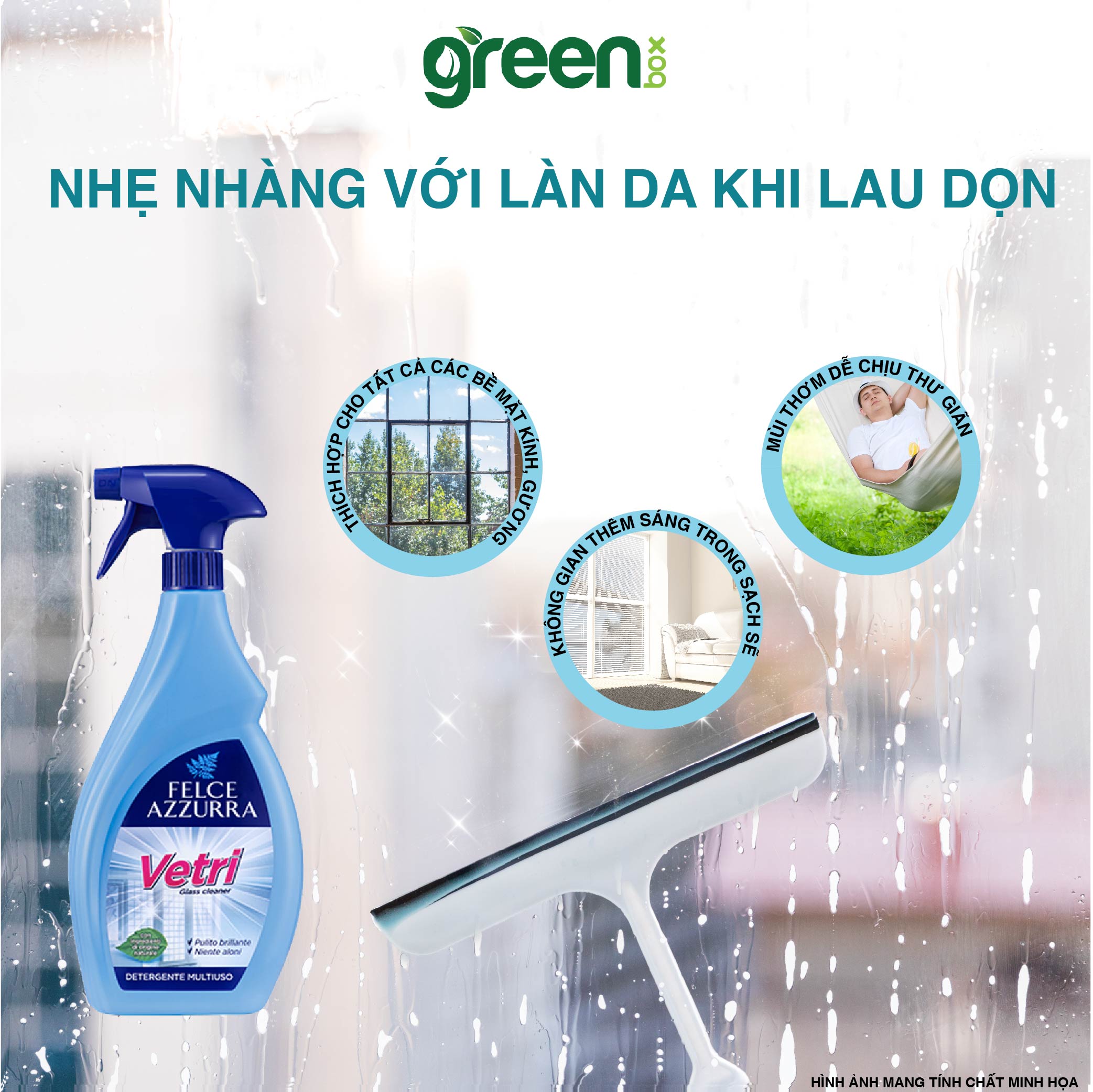Nước lau kính nội địa Ý không để lại vệt loang làm sạch bóng gương kính cửa sổ thiết bị gia dụng mặt bàn đồ đạc crom thép không gỉ nhựa laminate Felce Azzurra, chai 750ml