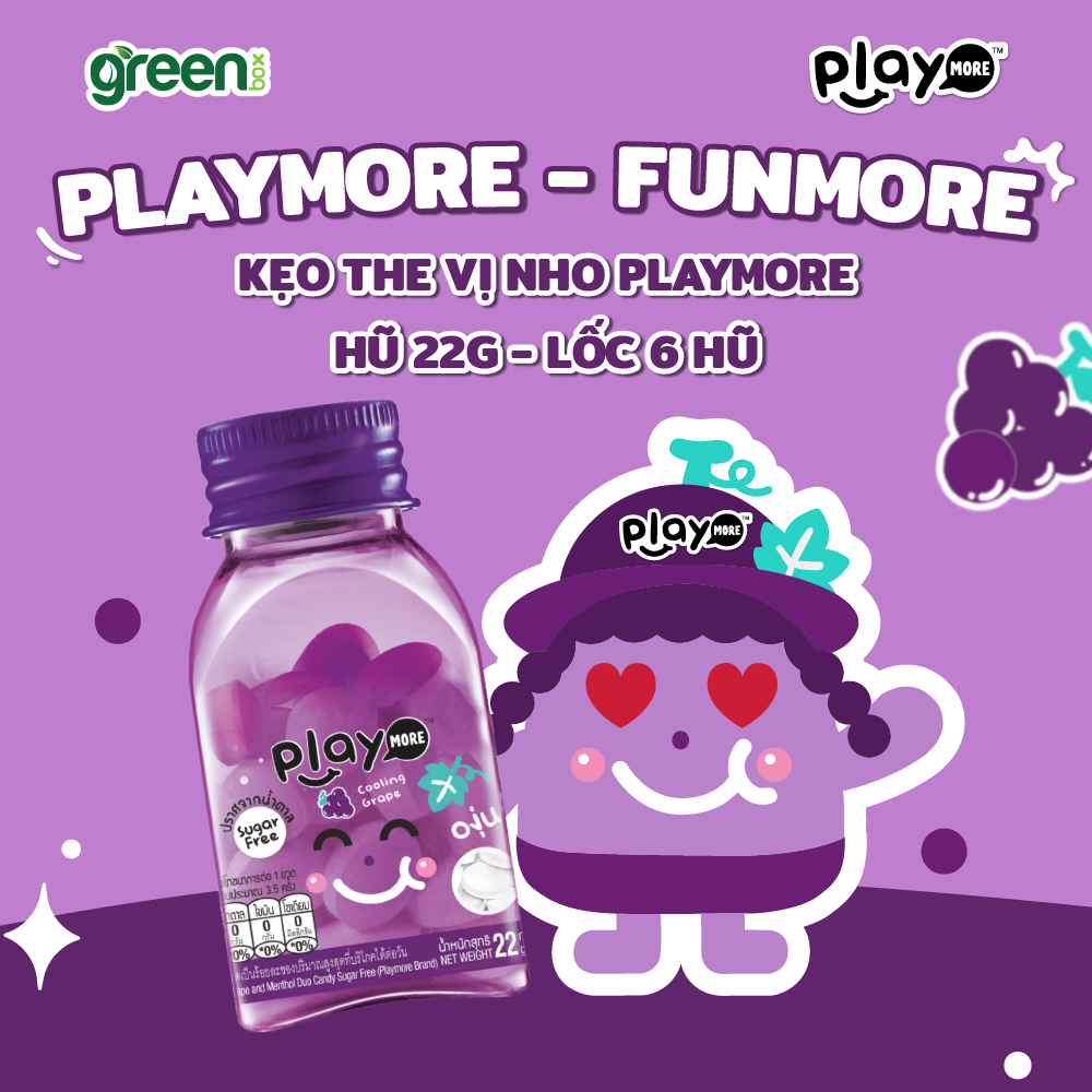 Kẹo The Vị Nho Playmore Hũ 22G