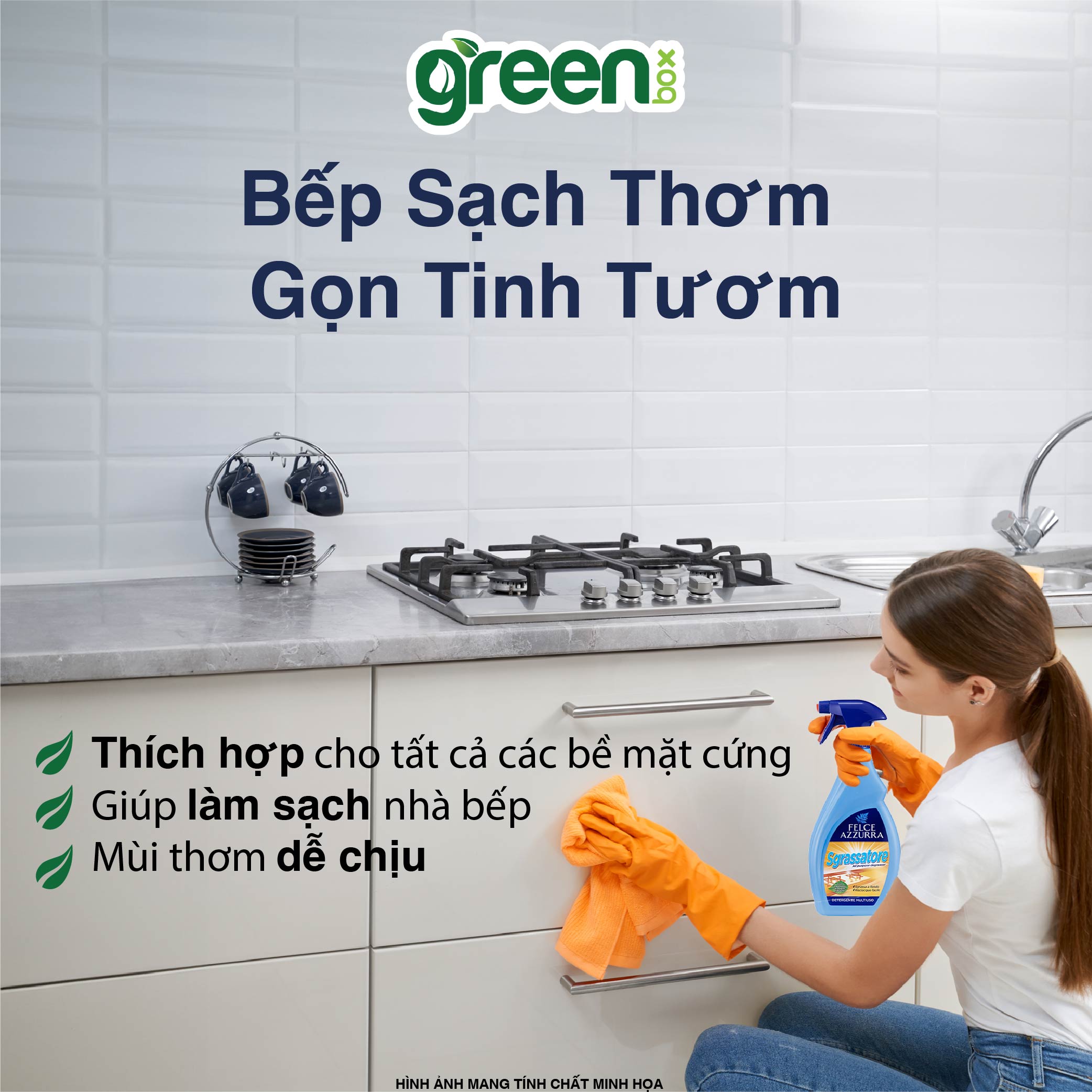 Nước lau bếp nội địa Ý thơm hoắc hương làm sạch dầu mỡ mảng bám vết bẩn cứng đầu trên bàn bếp bếp ga lò vi sóng tủ lạnh bồn rửa bề mặt mạ crom thép không gỉ vynil tường gạch lát Felce Azzurra, chai 750ml