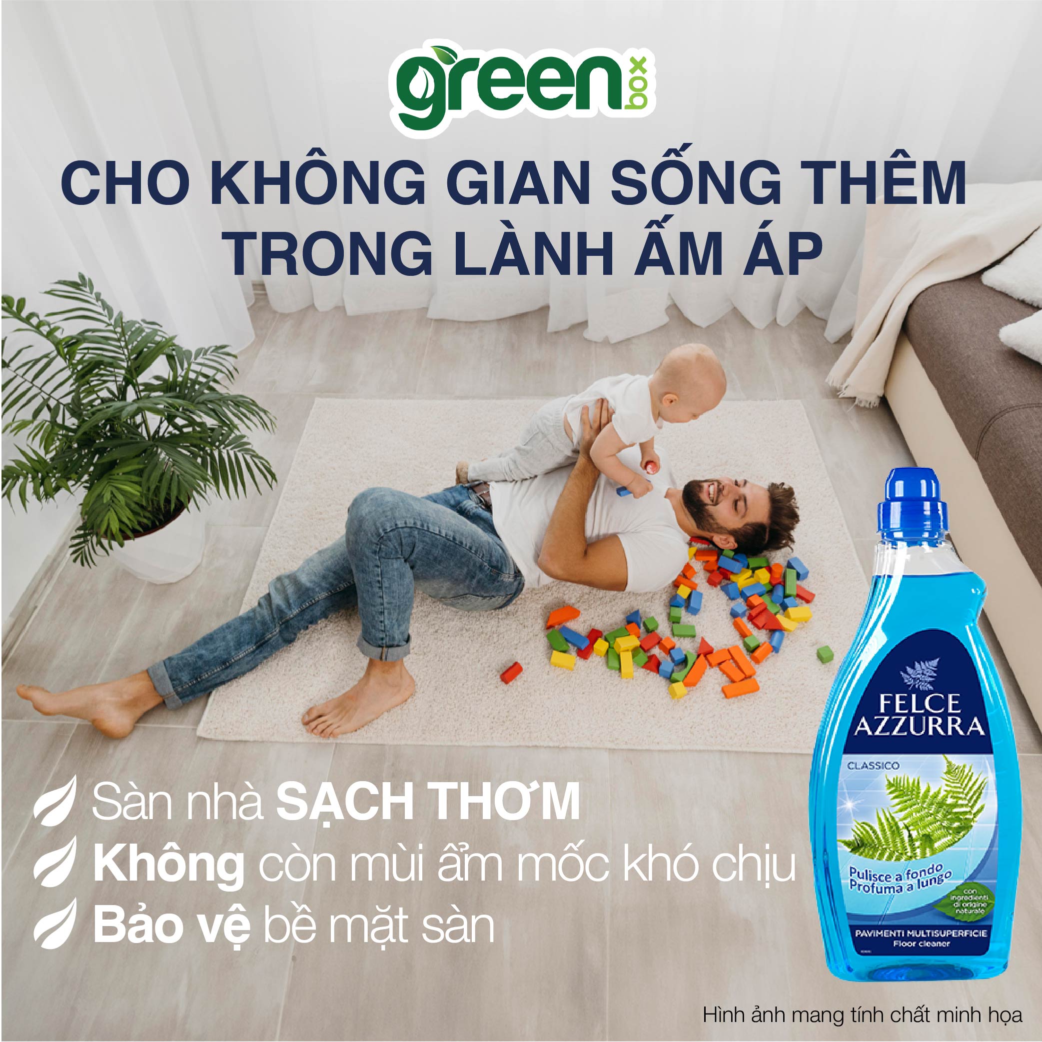 Nước lau sàn hương cổ điển làm sạch vết bẩn bụi bẩn trên sàn nhà giúp sàn nhà sáng bóng Felce Azzurra Ý, chai 1000ml