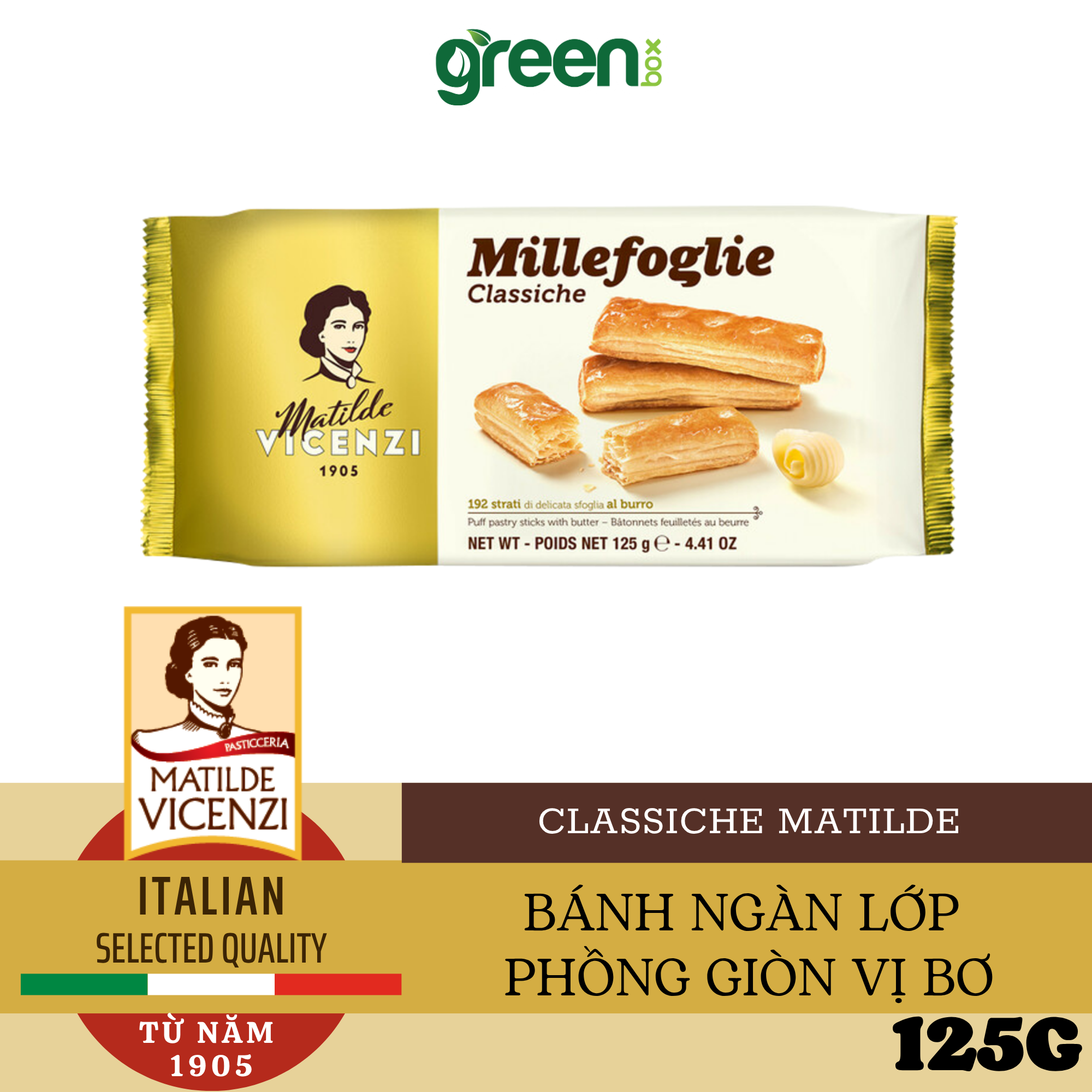 Bánh Ngàn Lớp Que Vị Bơ Classiche Matilde Vicenzi 125G
