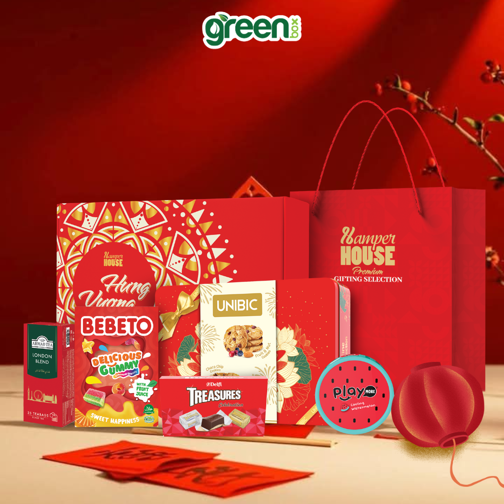 Hộp Quà Tết Hưng Vượng Hamper House 5 Loại Quà Cao Cấp Nhập Khẩu (Có Túi Xách)