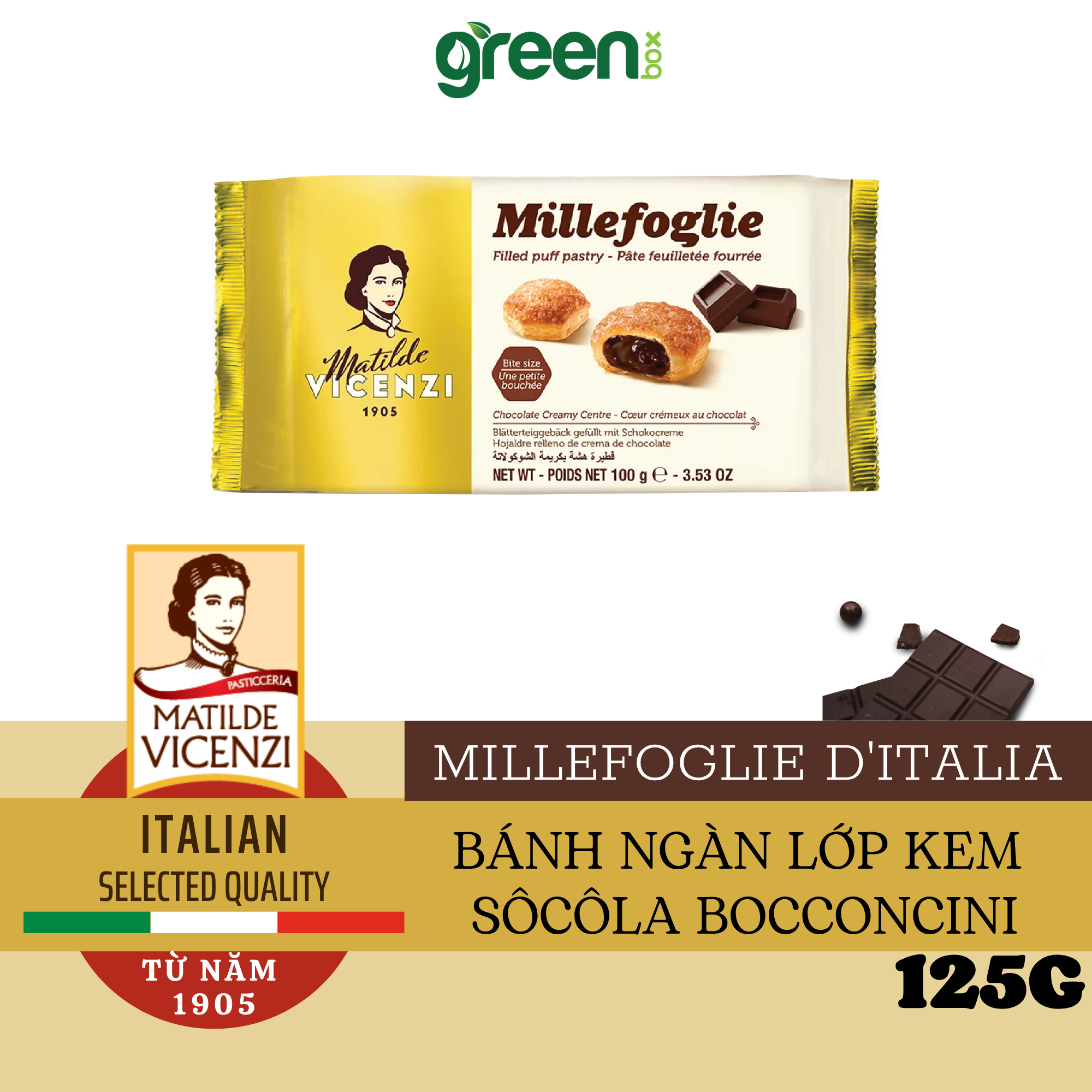 Bánh Ngàn Lớp Nhân Kem Sô Cô La Bocconcini Matilde Vicenzi 100G