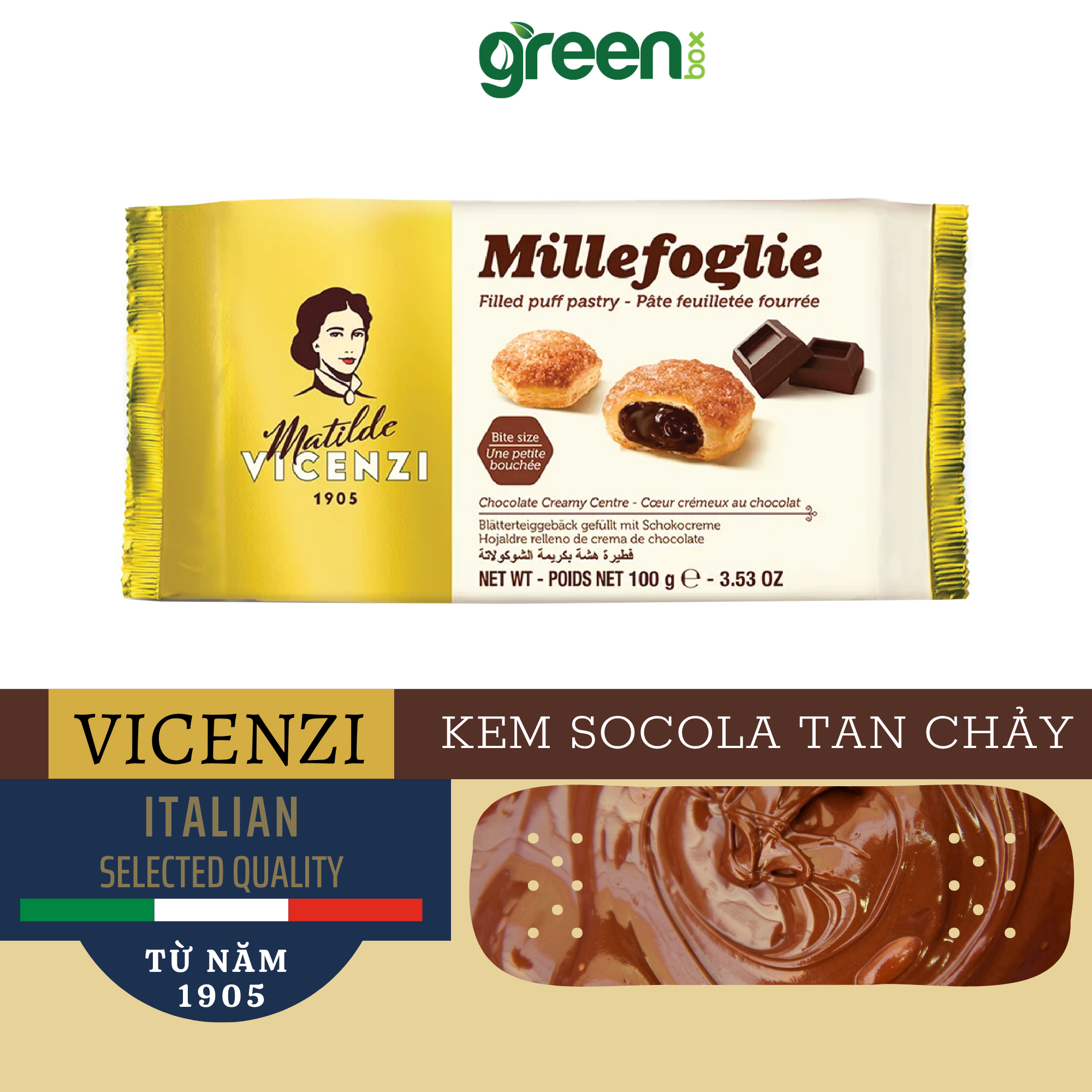 Bánh Ngàn Lớp Nhân Kem Sô Cô La Bocconcini Matilde Vicenzi 100G