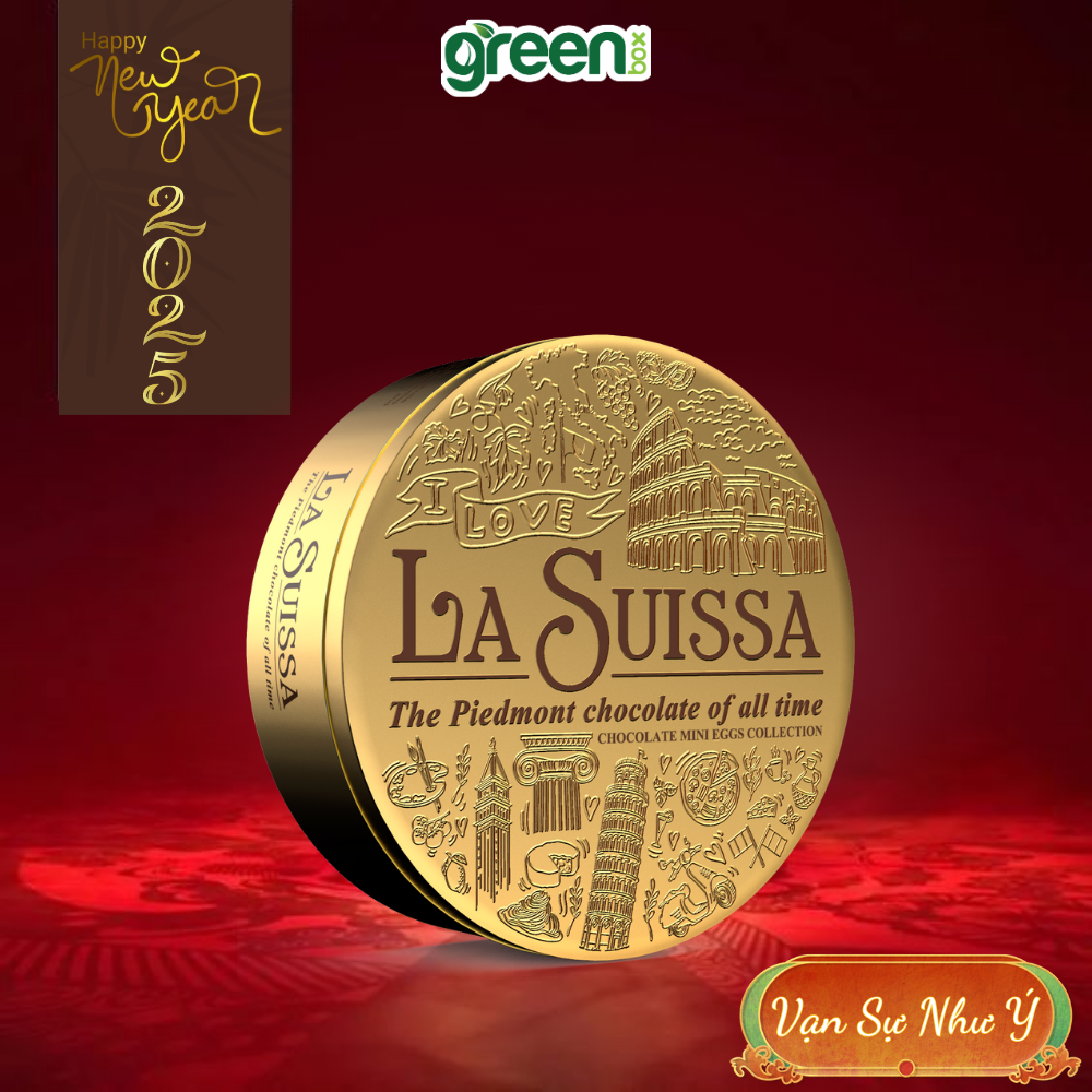 Hộp Thiếc Tết Sô Cô La Đen Trứng Mini La Suissa 115G Ánh Đồng, Xuất Xứ Ý