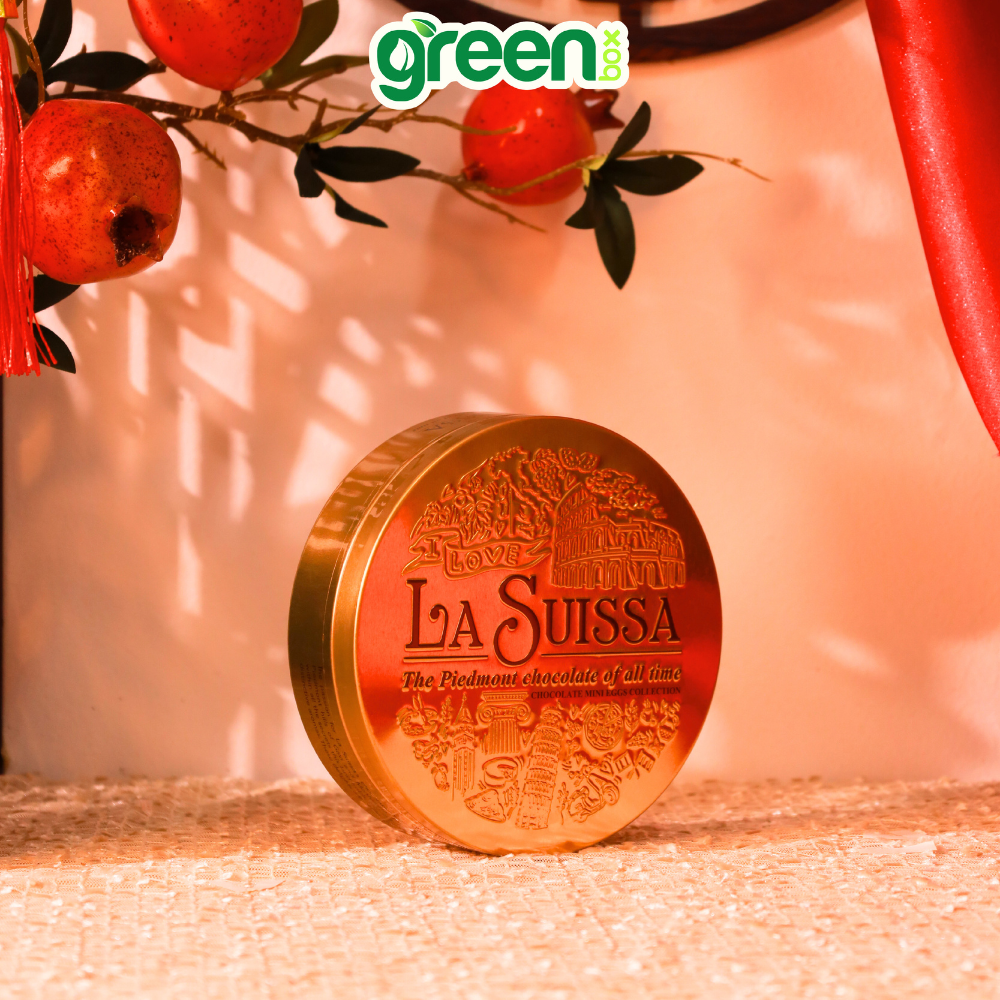 Hộp Thiếc Tết Sô Cô La Đen Trứng Mini La Suissa 115G Ánh Đồng, Xuất Xứ Ý