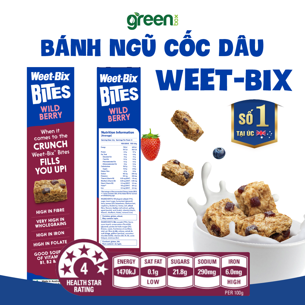 Bánh Ngũ Cốc Dâu Weet - Bix 500G thương hiệu ngũ cốc ăn sáng số 1 tại Úc