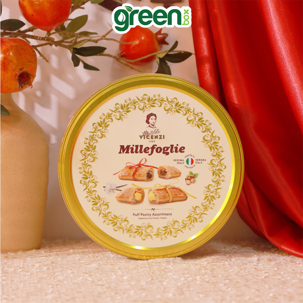 Hộp Bánh Thiếc Tết Cao Cấp Ý Vicenzi Millefoglie Ngàn Lớp 200G
