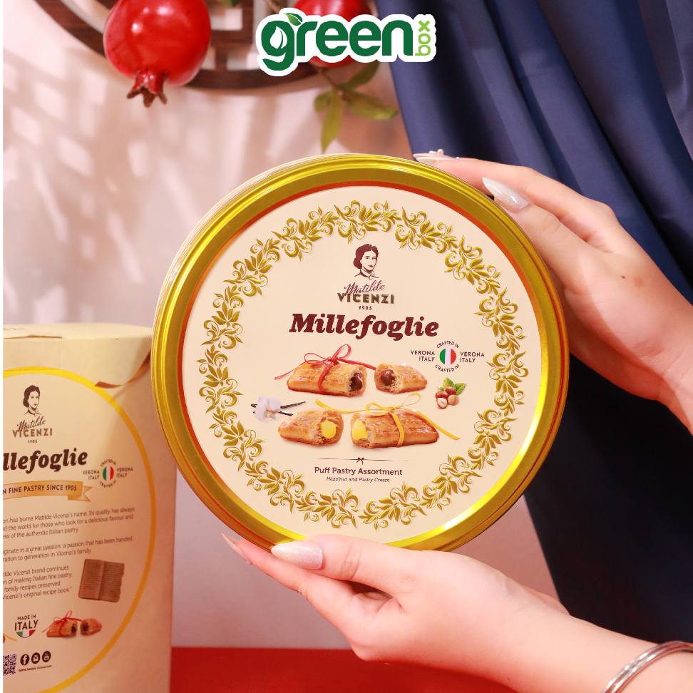 Hộp Bánh Thiếc Tết Cao Cấp Ý Vicenzi Millefoglie Ngàn Lớp 200G