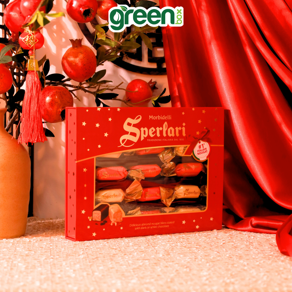 Hộp Sô Cô La Đen Và Trắng Nhân Nougat Sperlari Festive 165G, Xuất Xứ Ý