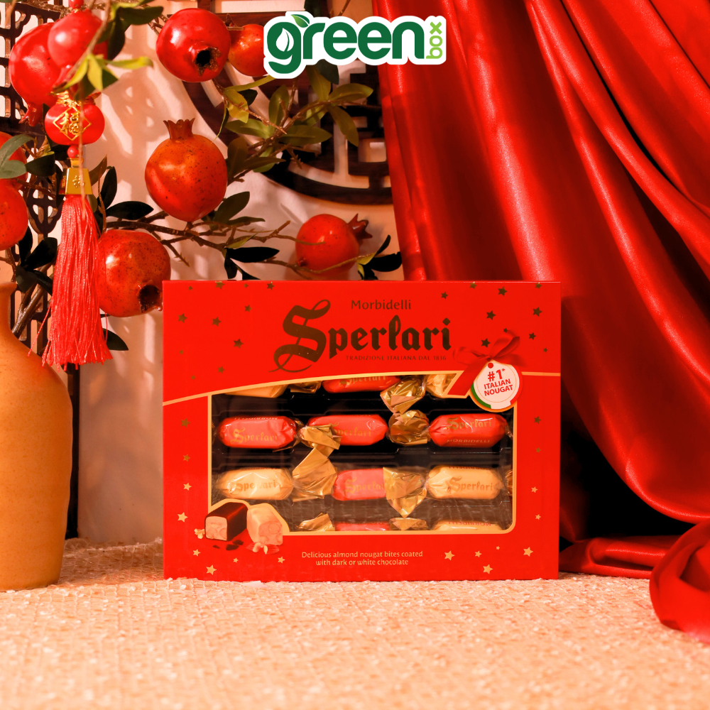 Hộp Sô Cô La Đen Và Trắng Nhân Nougat Sperlari Festive 165G, Xuất Xứ Ý