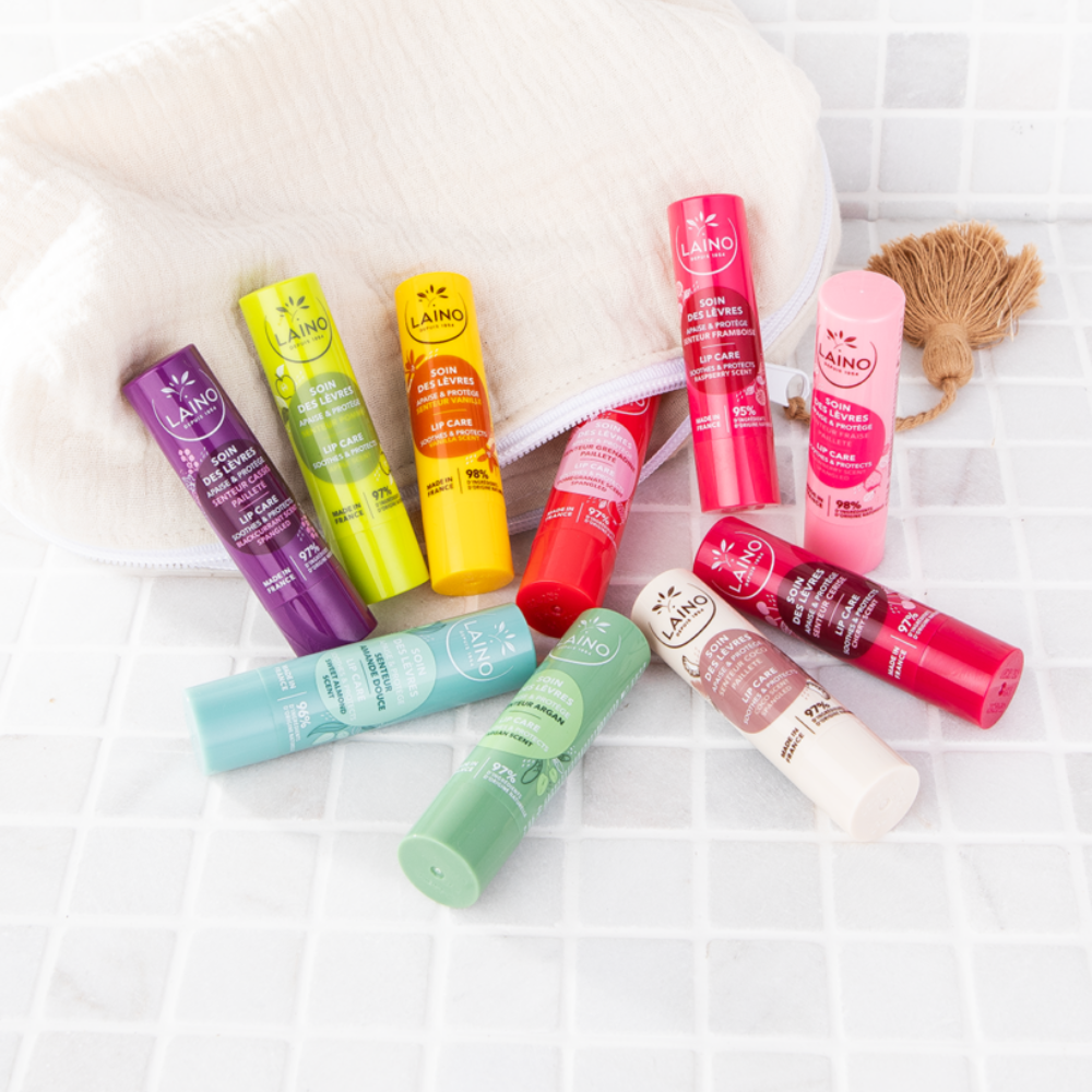 Son dưỡng có màu hương quả mâm xôi LAINO Pháp cấp ẩm chuyên sâu cho môi khô 95% tự nhiên, Thỏi 4g