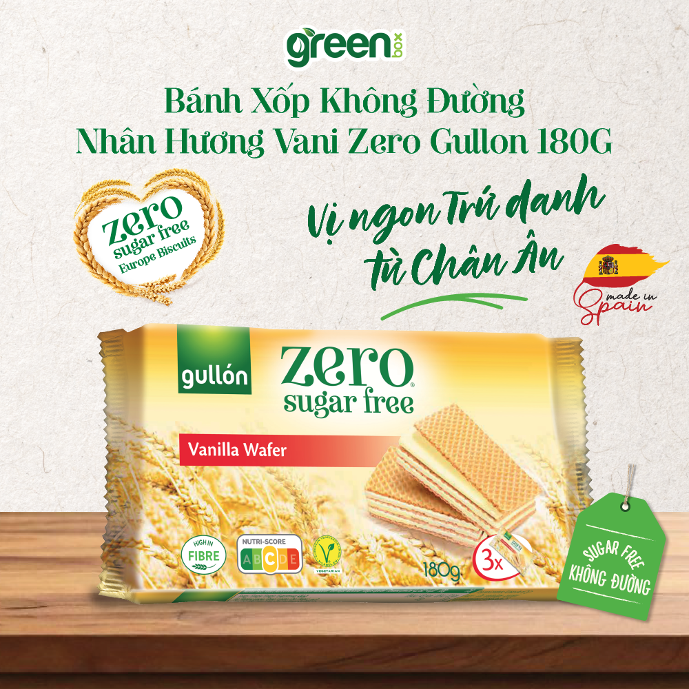 Bánh xốp không đường nhân hương vani và sô cô la zero Gullon nhập khẩu Tây Ban Nha 180g