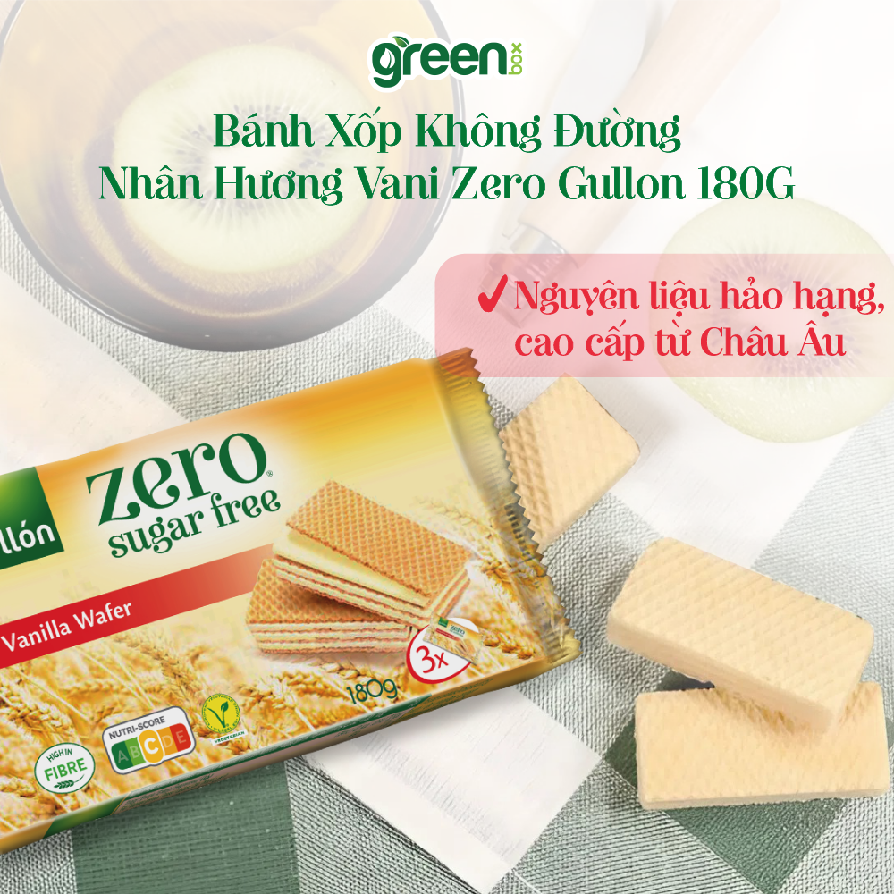 Bánh xốp không đường nhân hương vani và sô cô la zero Gullon nhập khẩu Tây Ban Nha 180g
