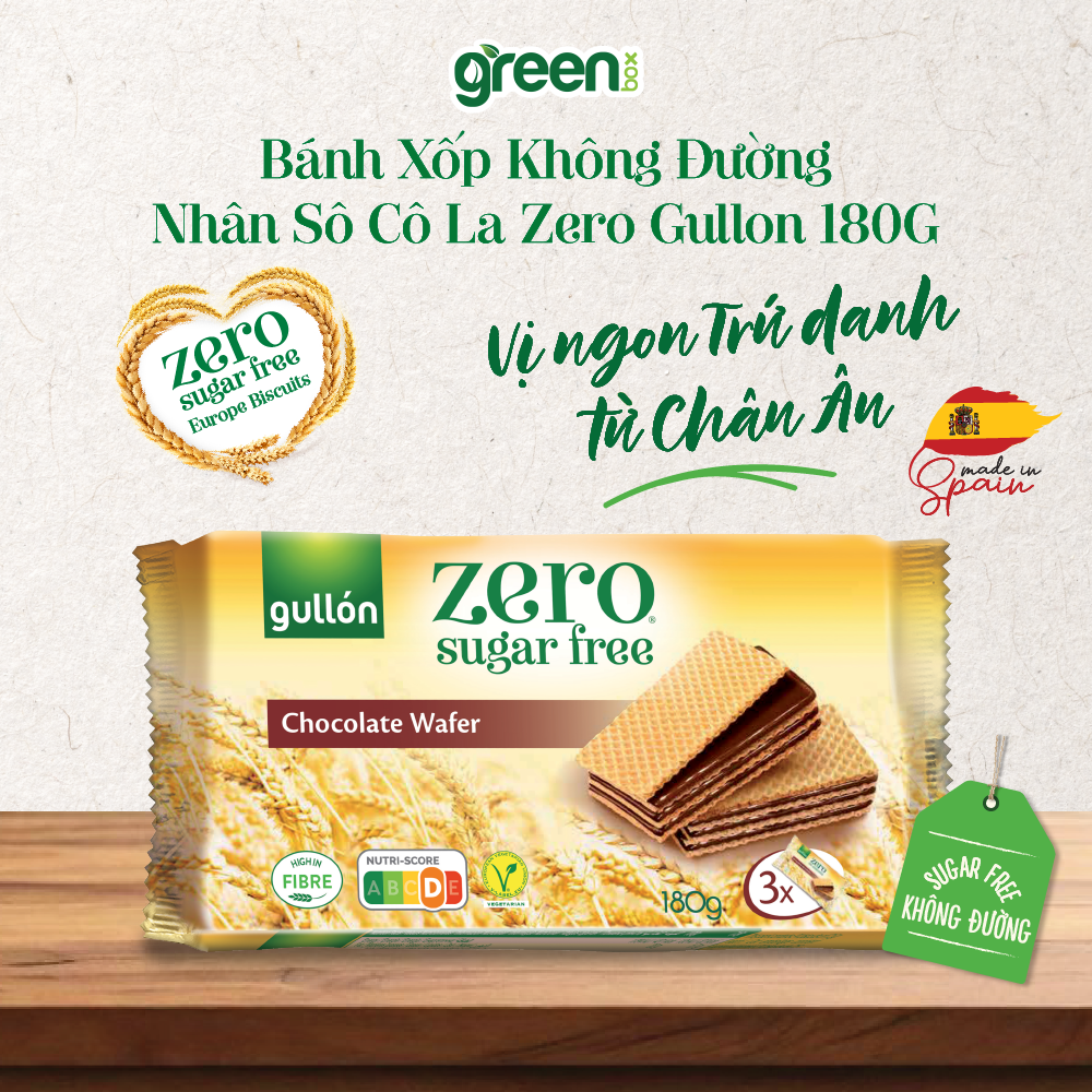 Bánh Xốp Không Đường Nhân Sô Cô La Zero Gullon 180G