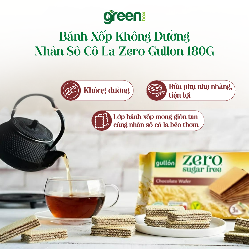 Bánh Xốp Không Đường Nhân Sô Cô La Zero Gullon 180G