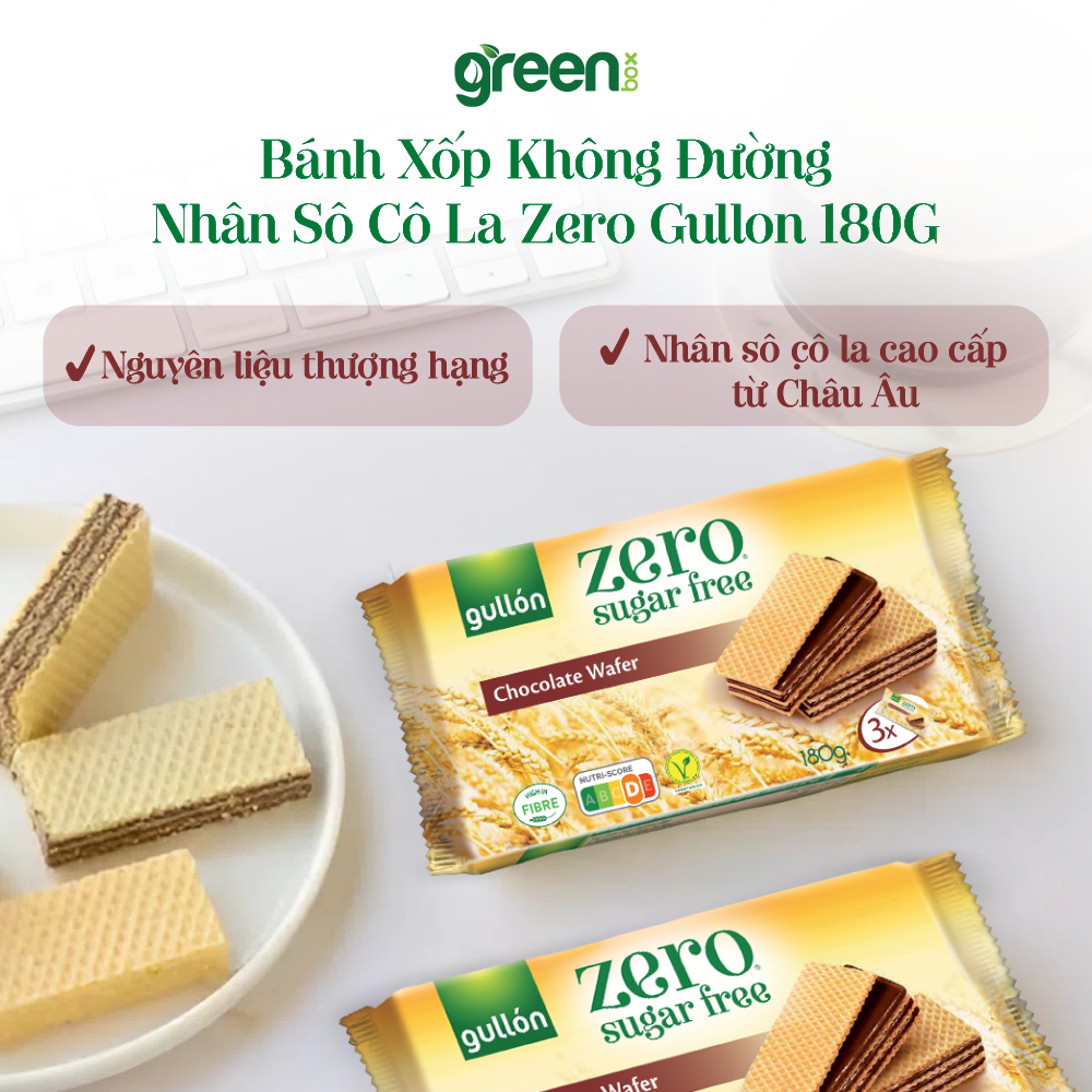 Bánh Xốp Không Đường Nhân Sô Cô La Zero Gullon 180G