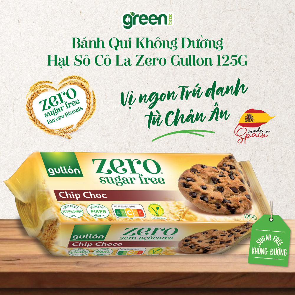 Bánh Qui Không Đường Hạt Sô Cô La Zero Gullon 125G