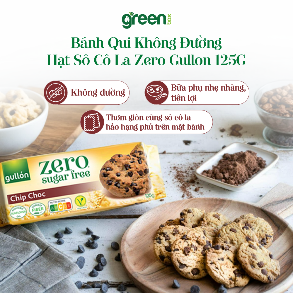 Bánh Qui Không Đường Hạt Sô Cô La Zero Gullon 125G