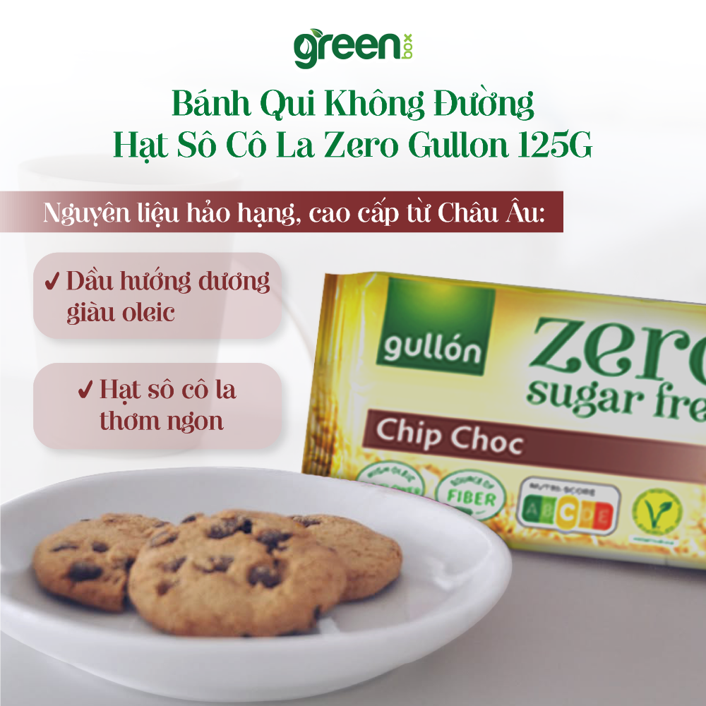 Bánh Qui Không Đường Hạt Sô Cô La Zero Gullon 125G