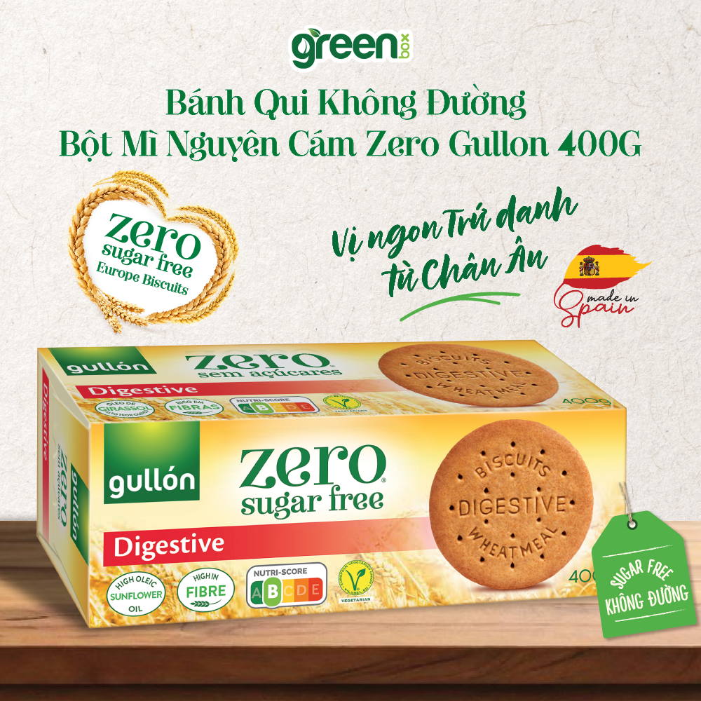 Bánh Qui Không Đường Bột Mì Nguyên Cám Zero Gullon 400G