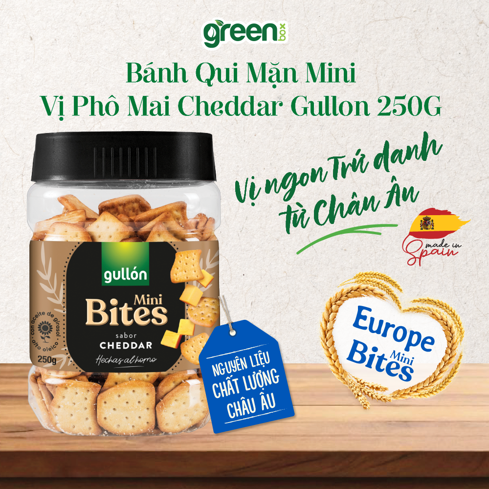 Bánh Qui Mặn Mini Vị Phô Mai Cheddar Gullon 250G