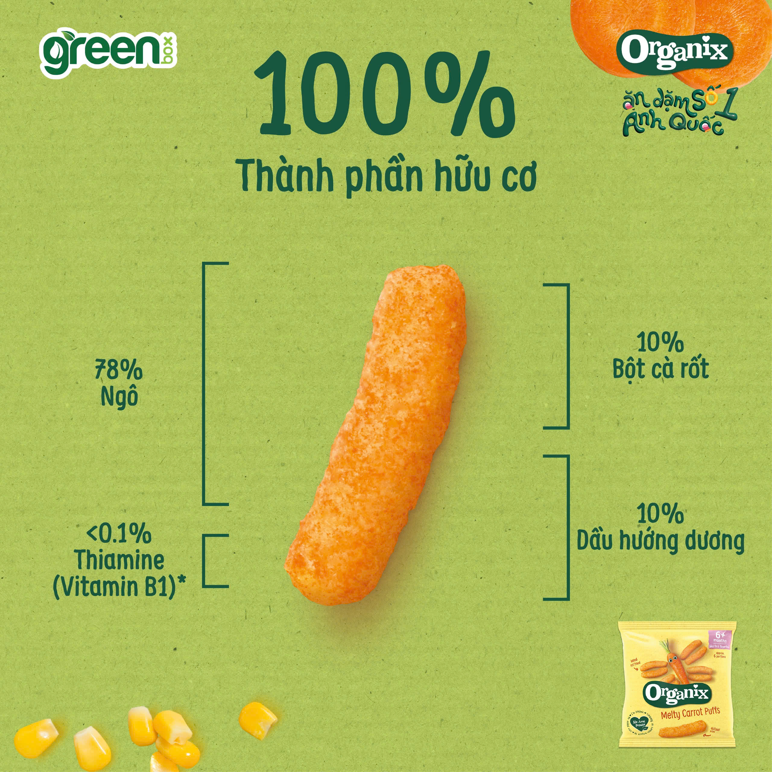Bánh ăn dặm hữu cơ Organix vị cà rốt hình que 20g