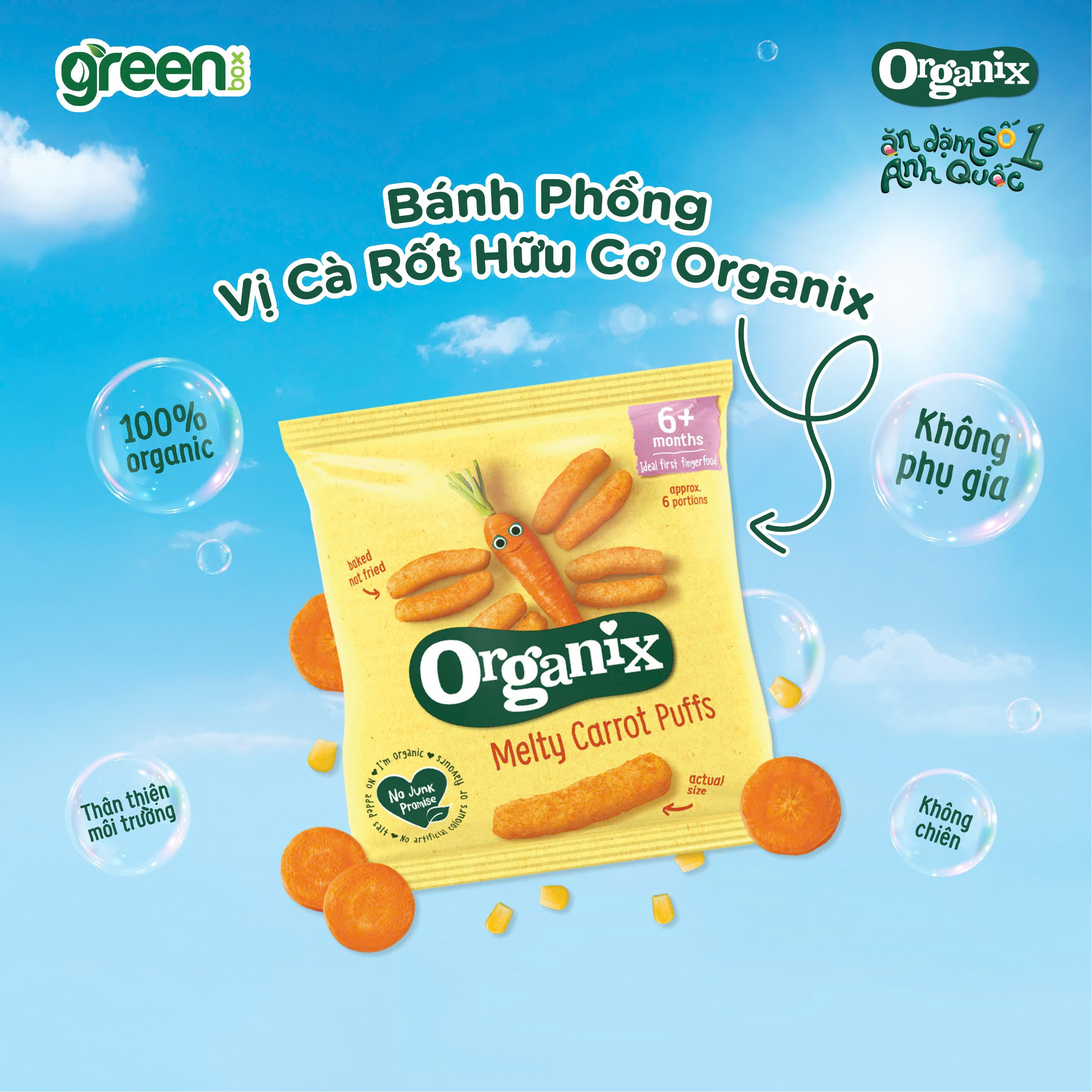 Bánh ăn dặm hữu cơ Organix vị cà rốt hình que 20g