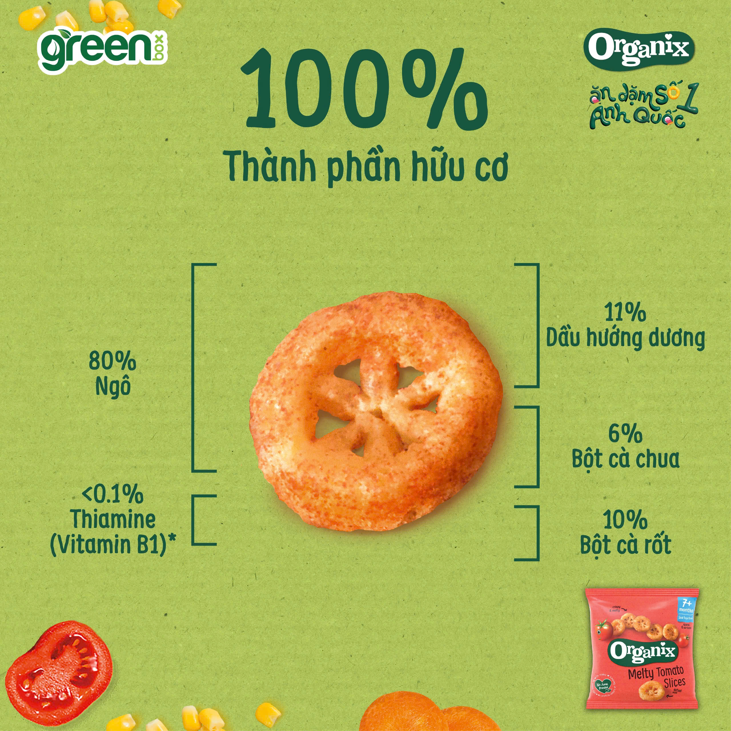 Bánh ăn dặm hữu cơ Organix vị cà chua hình lát 20g