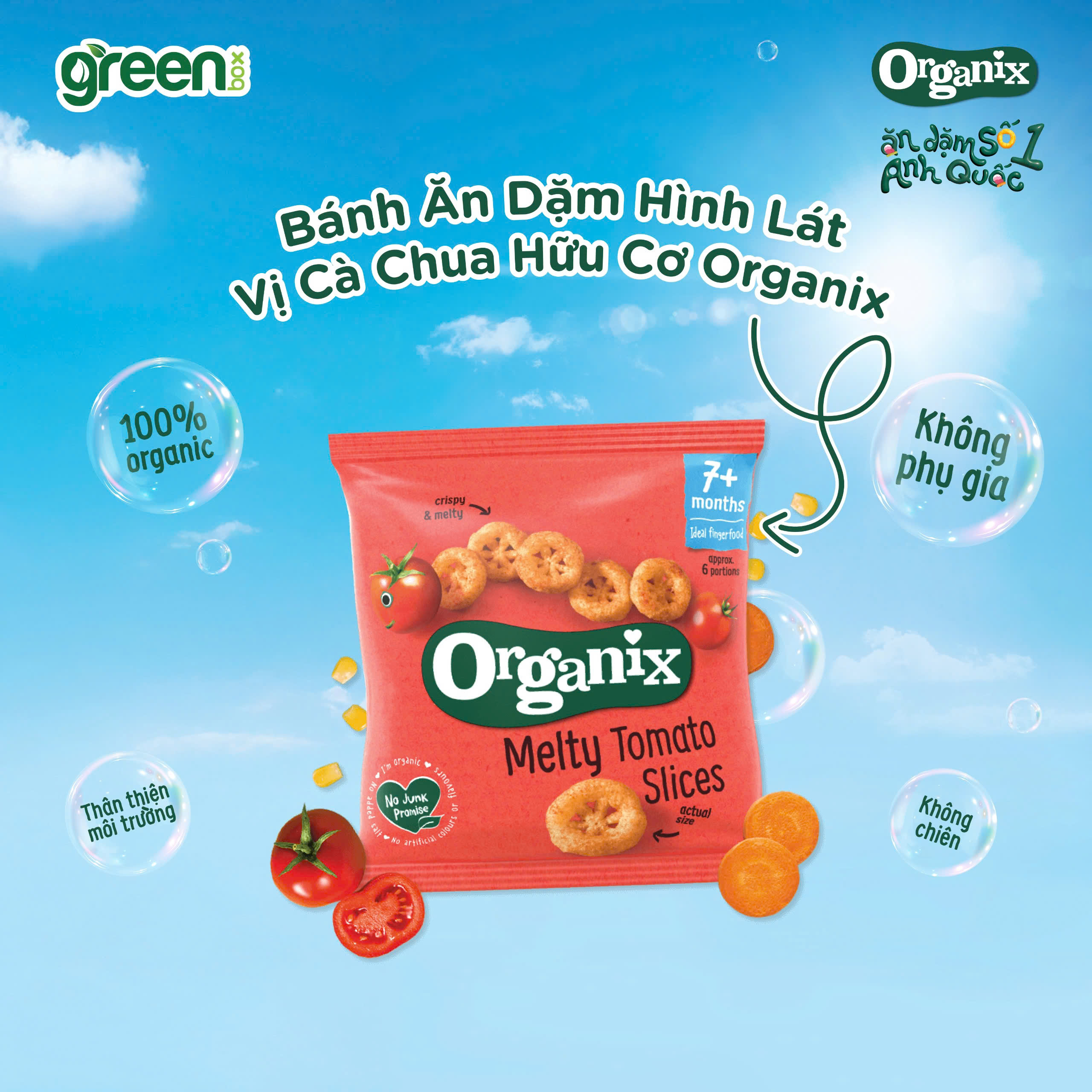 Bánh ăn dặm hữu cơ Organix vị cà chua hình lát 20g