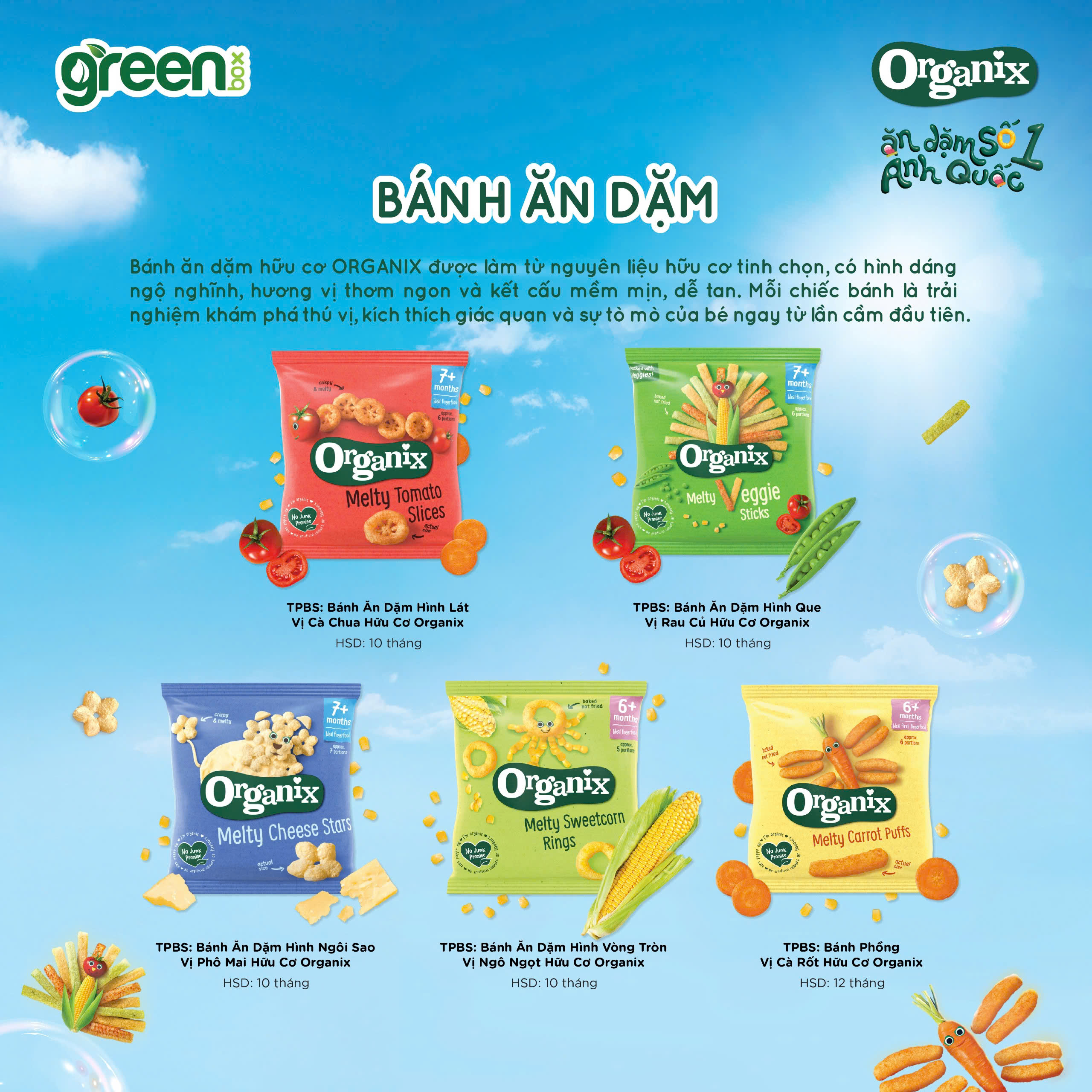 Bánh ăn dặm hữu cơ Organix vị cà chua hình lát 20g