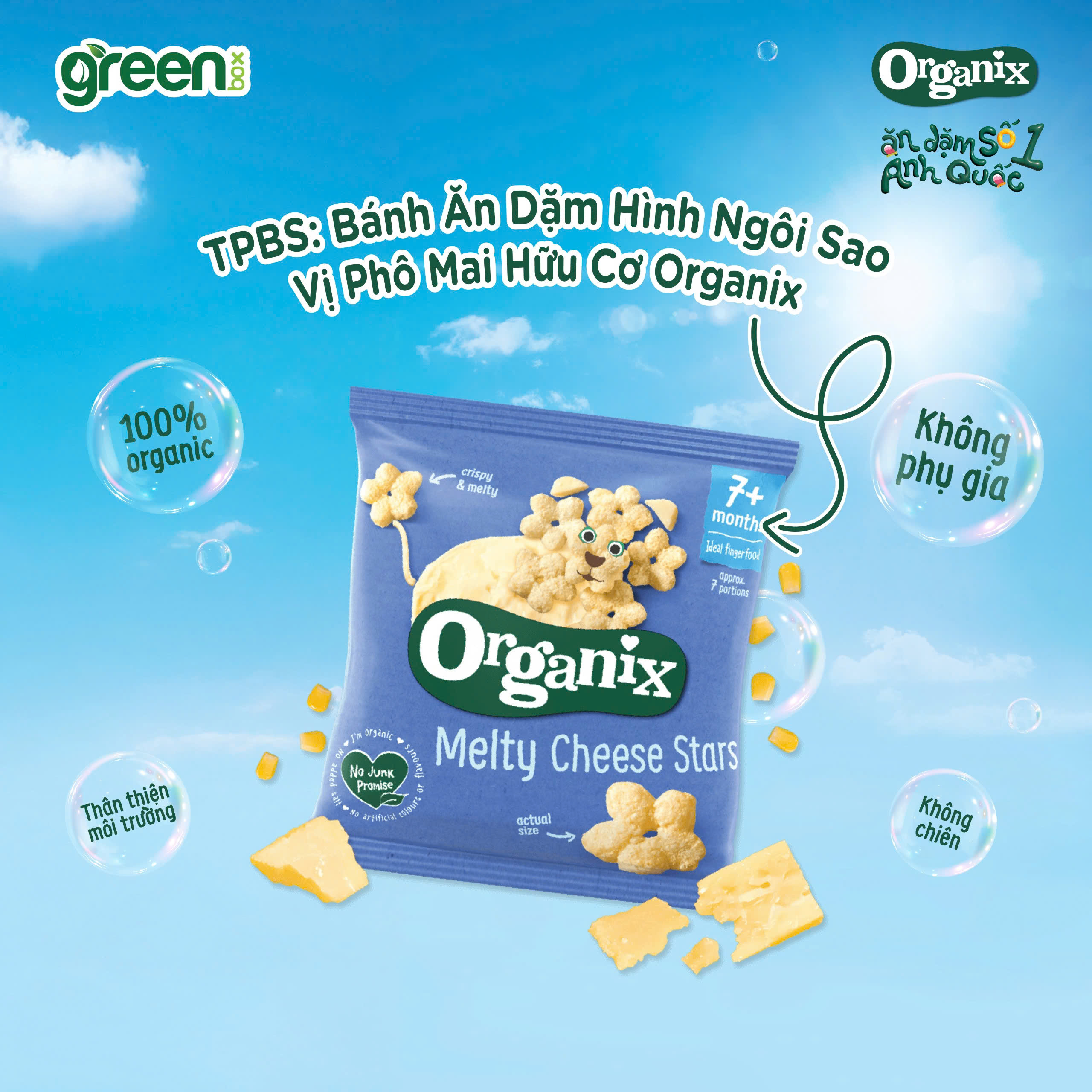Bánh ăn dặm hữu cơ Organix vị phomai hình ngôi sao 20g
