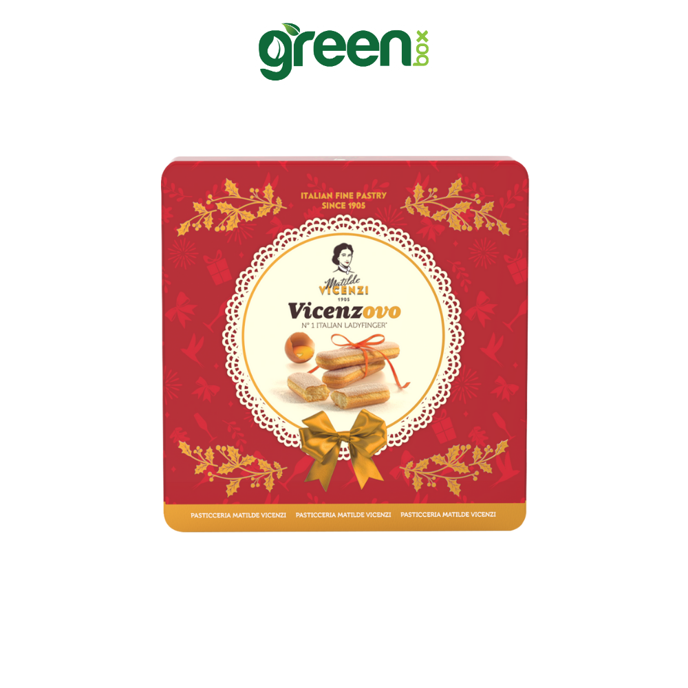 Hộp Bánh Thiếc Tết Ladyfinger Truyền Thống Ý Vicenzovo 400G, Xuất Xứ Ý