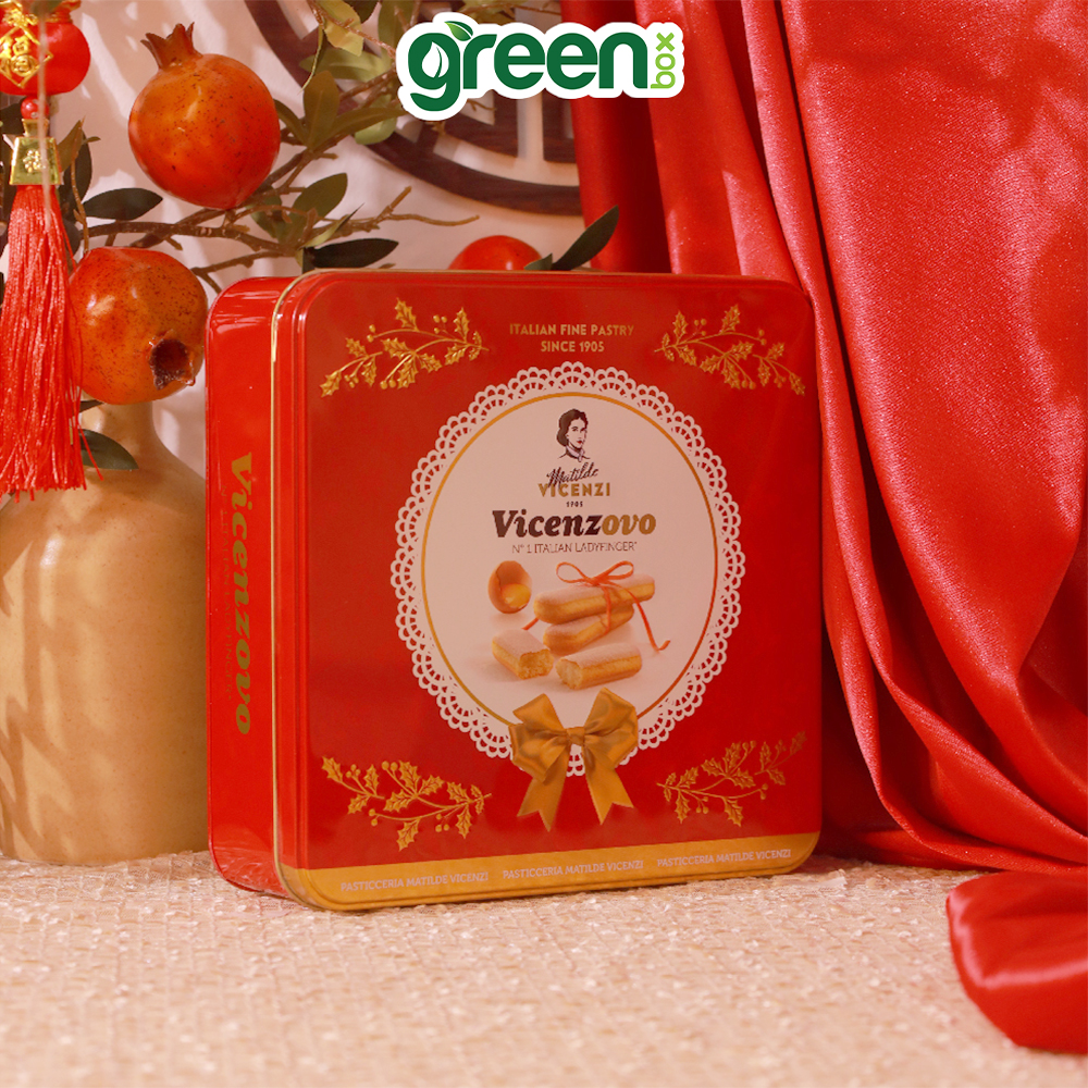 Hộp Bánh Thiếc Tết Ladyfinger Truyền Thống Ý Vicenzovo 400G, Xuất Xứ Ý