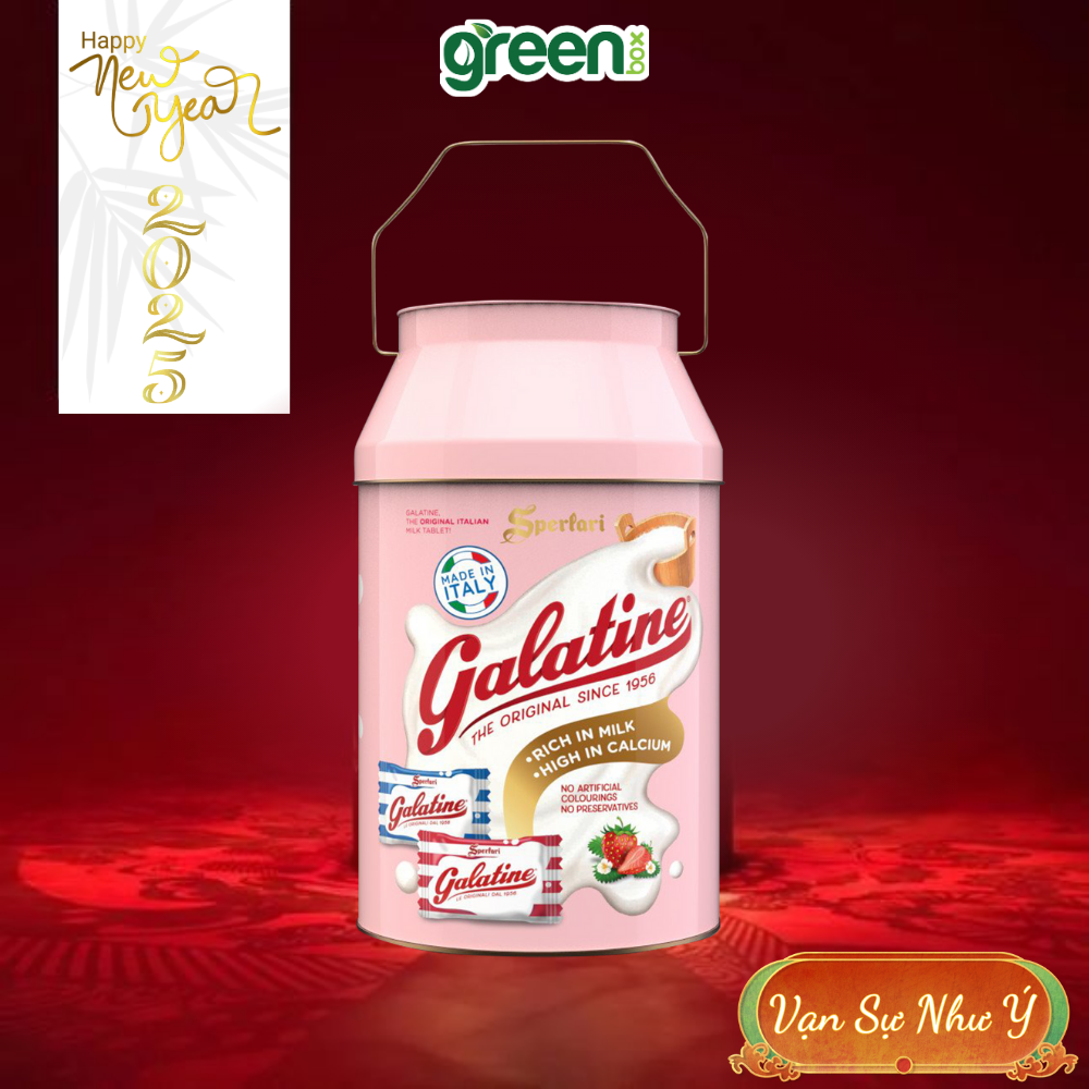 Hộp Thiếc Tết Xô Kẹo Sữa Và Dâu Galatine 150G Hồng, Xuất Xứ Ý
