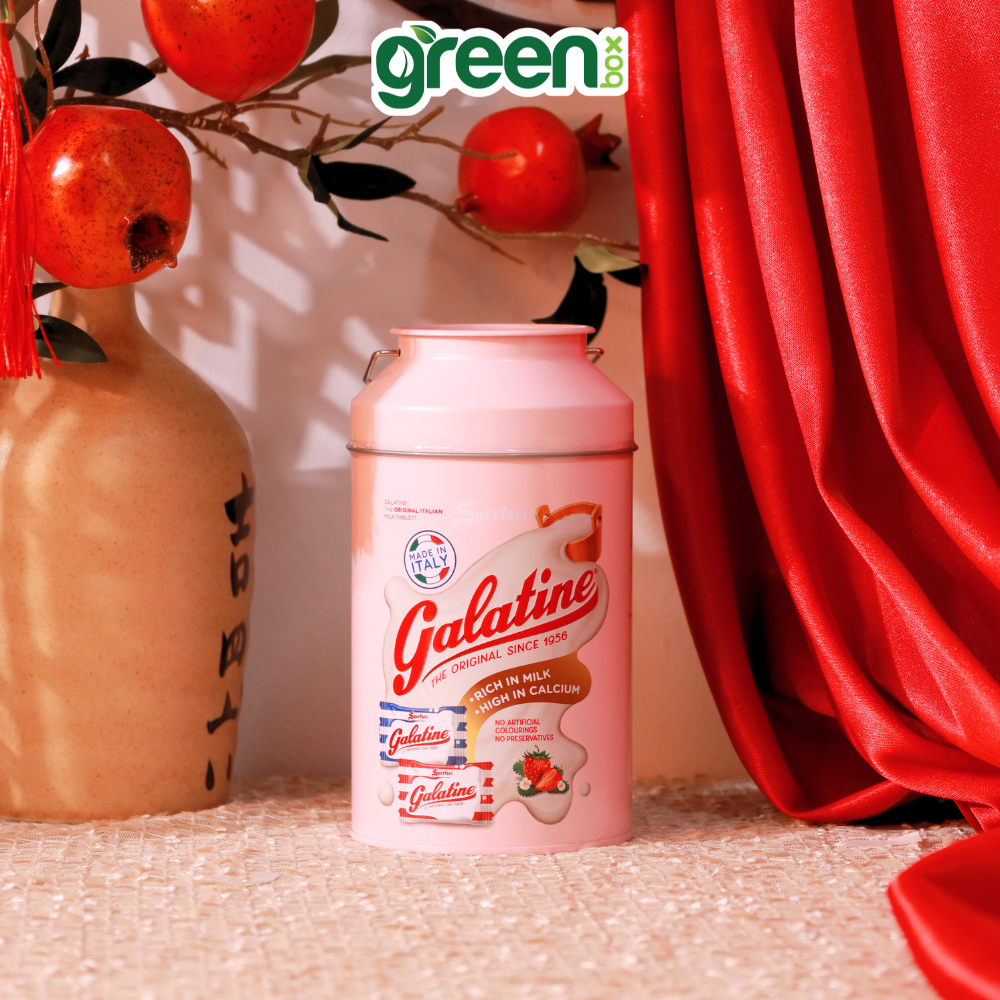 Hộp Thiếc Tết Xô Kẹo Sữa Và Dâu Galatine 150G Hồng, Xuất Xứ Ý