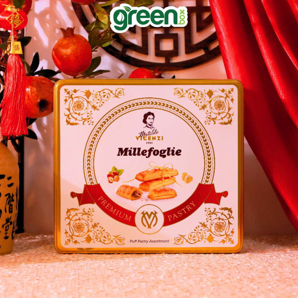 Hộp Bánh Thiếc Tết Ngàn Lớp Vicenzi Millefoglie 250G, Xuất Xứ Ý