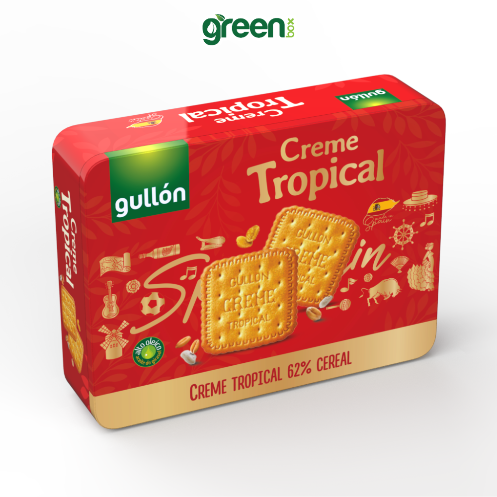 Hộp Bánh Thiếc Tết Bánh Qui Gullon Tropical Tây Ban Nha 400g