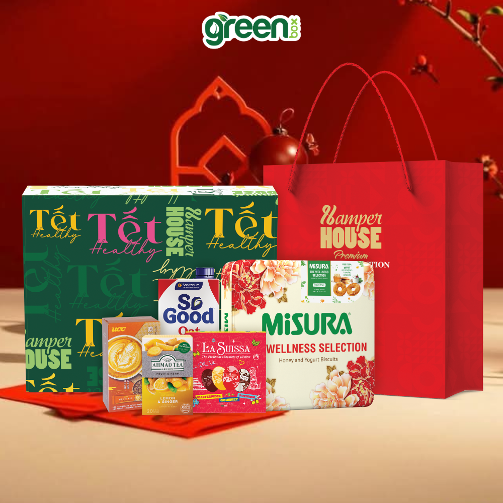 Hộp Quà Tết Healthy Wellness Selection Hamper House 5 Loại Quà Cao Cấp Nhập Khẩu (Có Túi Xách)