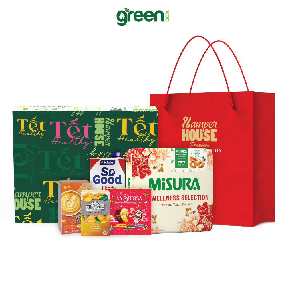 Hộp Quà Tết Healthy Wellness Selection Hamper House 5 Loại Quà Cao Cấp Nhập Khẩu (Có Túi Xách)