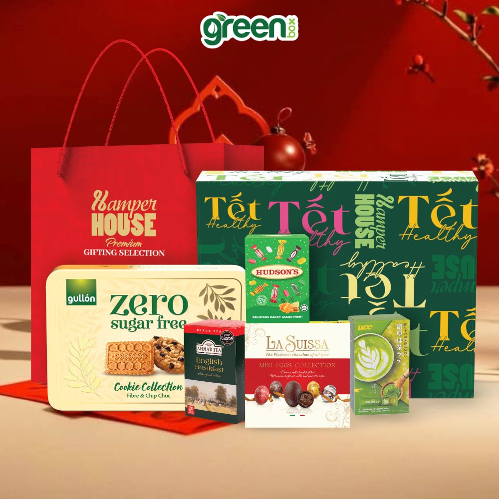 Hộp Quà Tết Healthy Hamper House 5 Loại Quà Cao Cấp Nhập Khẩu (Có Túi Xách)