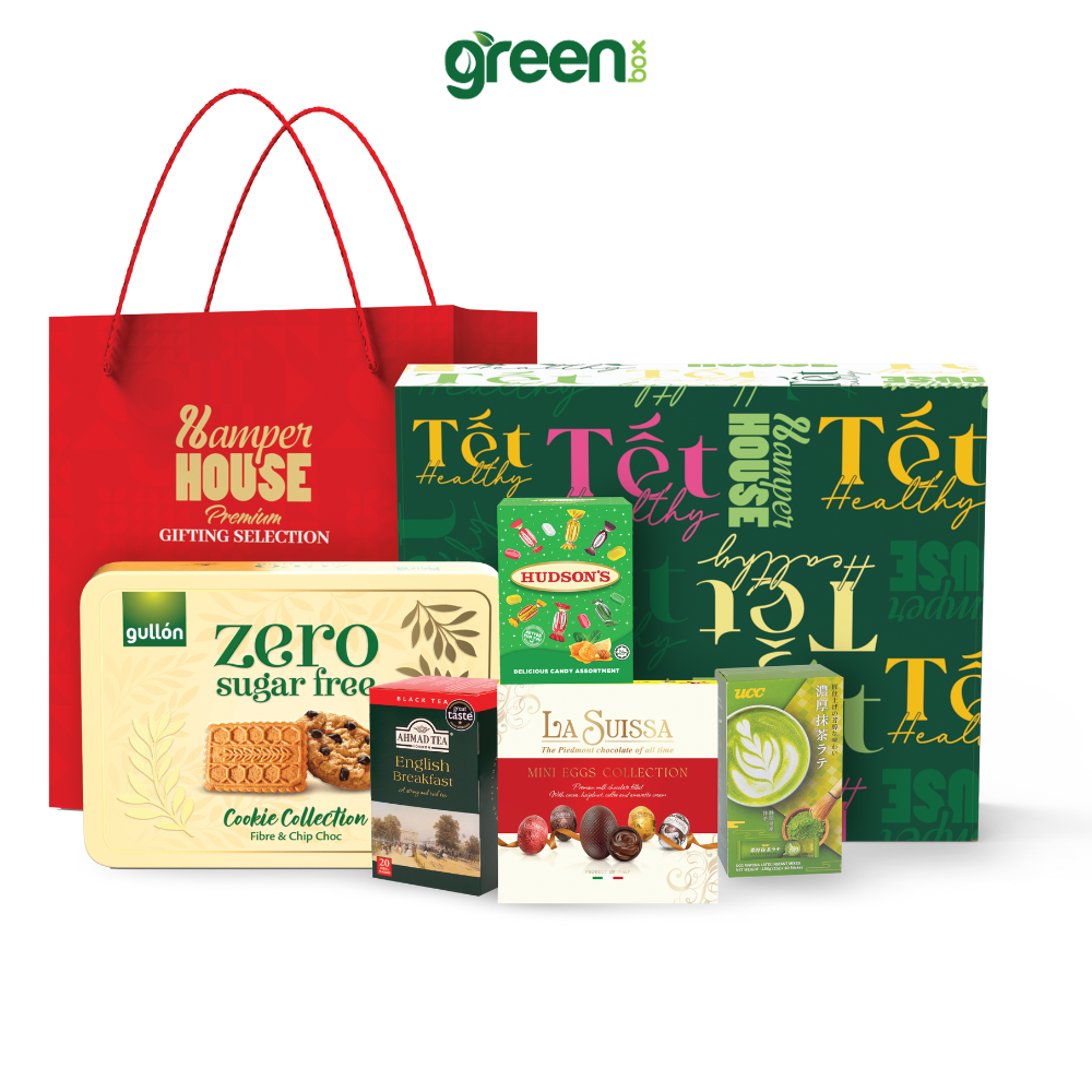 Hộp Quà Tết Healthy Hamper House 5 Loại Quà Cao Cấp Nhập Khẩu (Có Túi Xách)