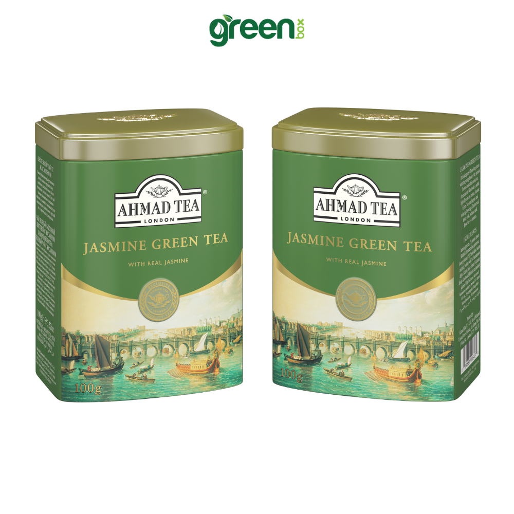 Trà xanh hoa nhài Ahmad Tea hộp thiếc 100g, trà Anh thơm thanh tao, uống dịu nhẹ thư giãn