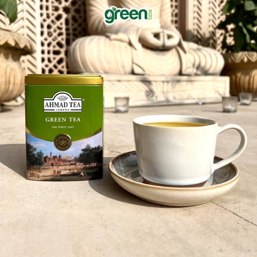 Trà xanh Ahmad Tea hộp thiếc 100g dùng pha ấm, trà Anh thanh nhã hảo hạng