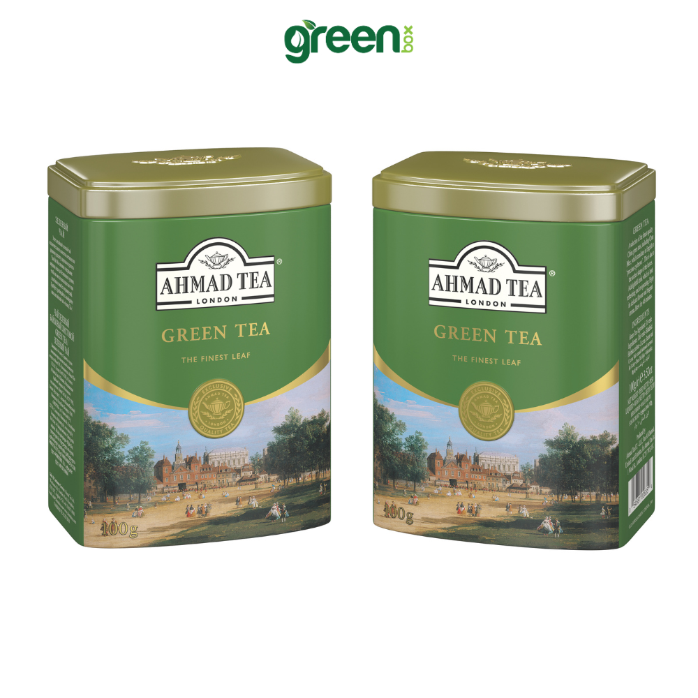 Trà xanh Ahmad Tea hộp thiếc 100g dùng pha ấm, trà Anh thanh nhã hảo hạng