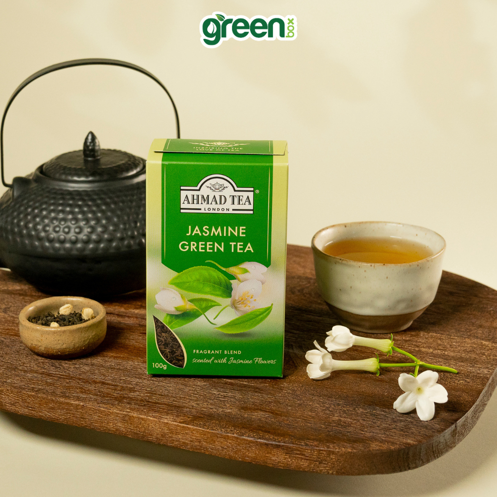 Trà xanh hoa nhài Ahmad Tea 100g dùng pha ấm, trà Anh thơm thanh tao, uống dịu nhẹ thư giãn