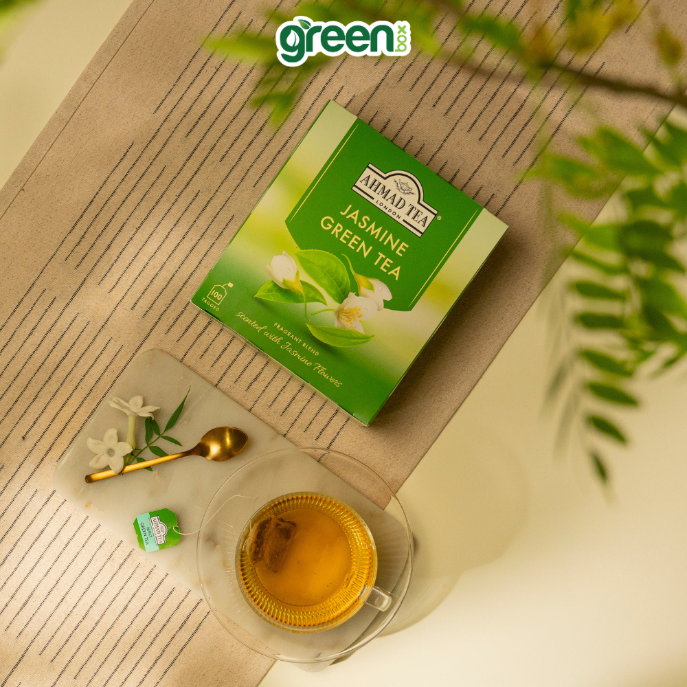 Trà xanh hoa nhài Ahmad Tea 200g 100 túi lọc, trà Anh thơm thanh tao, uống dịu nhẹ thư giãn