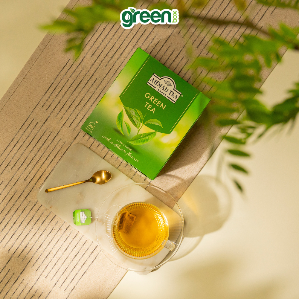 Trà xanh Ahmad Tea 200g 100 túi lọc, trà Anh thanh nhã hảo hạng